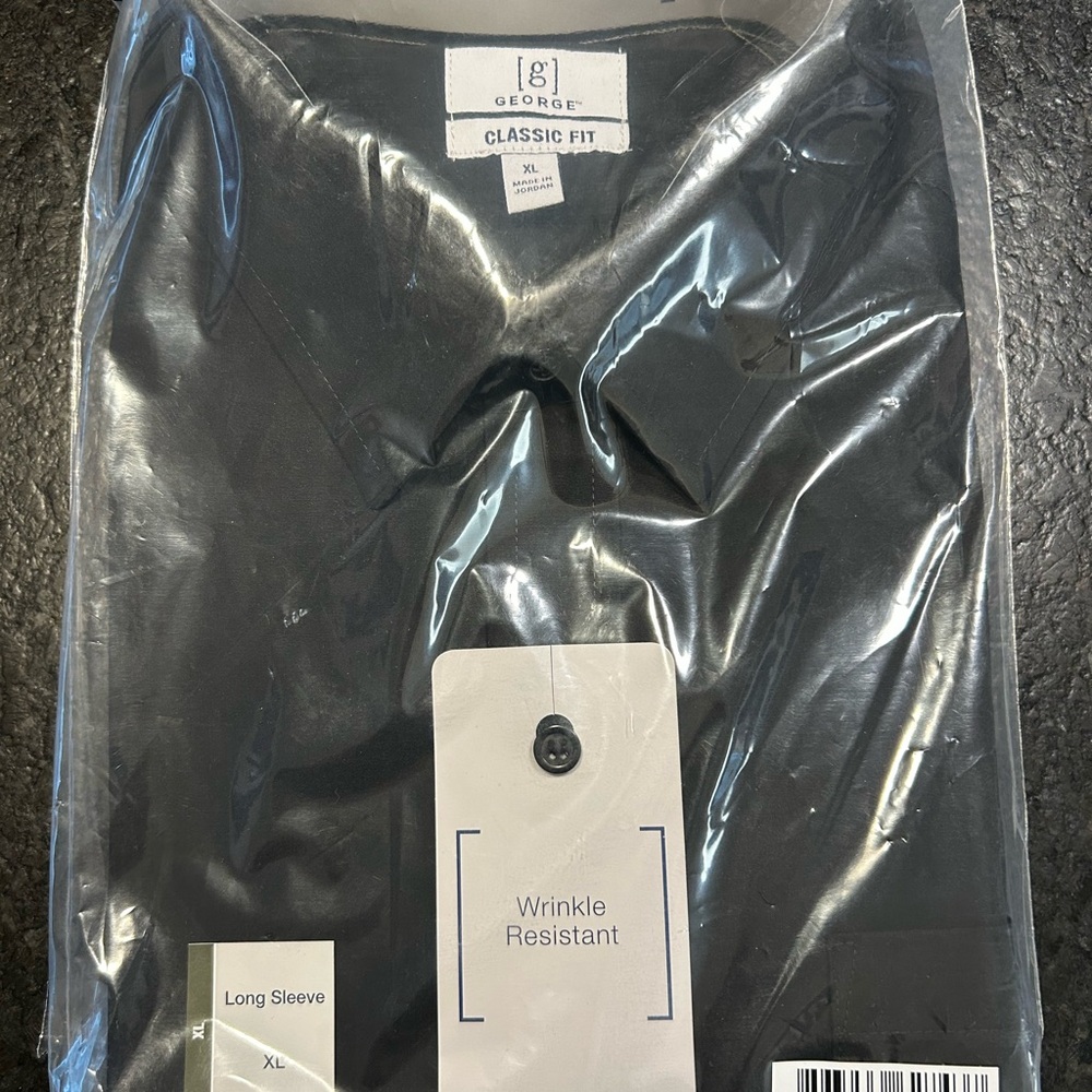 XL George Stretch Collar Black Shirt NWT